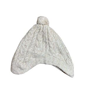 UNIQLO Kids Light Beige / Oatmeal Cable-Knit Ear Flap Hat Fleece Inside – M/L